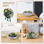 MyGift 8 Inch Round Artificial Succulent Plants in Gray Concrete Plant Bowl - Image 3