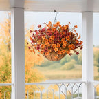 Artificial Fall Hanging Flowers Basket, UV Resistant Mums for Outdoors - Image 4