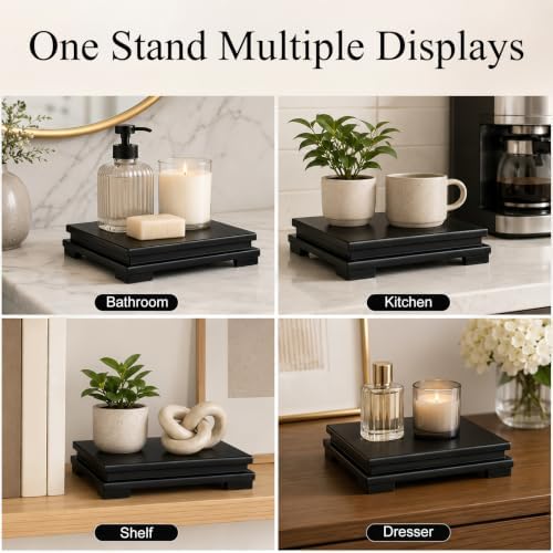 Cabilock Wooden Display Stand - 9.5 inch Square Wood Display Base Square Vase Riser Farmhouse Riser Decorative Pedestal Stand for Buddha Statue Jewelry Figurine Risers Plant Stand Flower Pot - Image 7