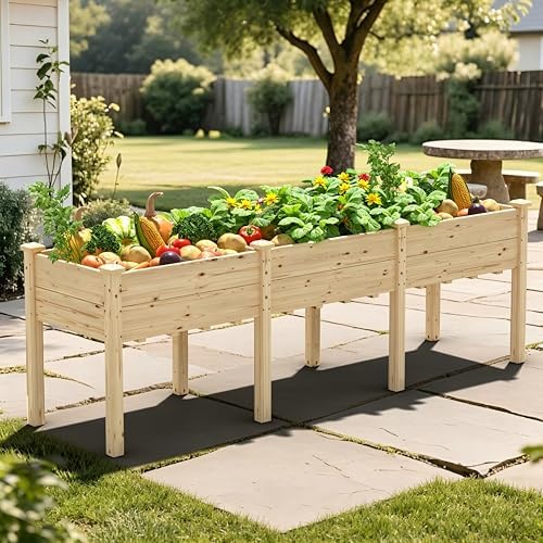 MUPATER 96 x 24in Cedar Wood Raised Garden Bed, Large Elevated Planter Box by MUPATERHome