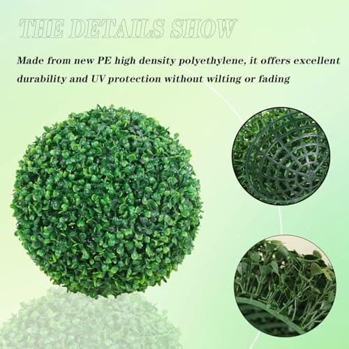 Faux Grass Decor Fake Plant Dia 12in, Decorative Artificial Greenery Fake Plants, Plant Topiary Ball Large Outdoor, Topiary Tree Plants, Small Artificial Plants for Backyard Garden - Image 5