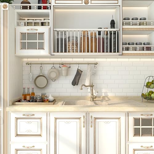 ROTHLEY Hanging Pot Rack Hanger: 39.4 Inch Stainless Steel Pot and Pan Hanger Pot Rack Wall Mounted Hanging Pots and Pans Rack Pot Hangers for Kitchen Wall Kitchen Rail with Hooks (Antique Brass) - Image 3