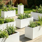 Metal Planter Box 36" L x 12" W x 16" H White Steel Outdoor Planter Box - Image 4