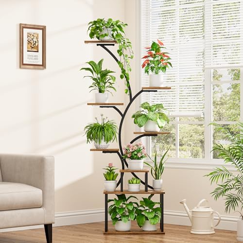 62" Plant Stand with Grow Light for Plants Display, 8-Tier Plant Shelves - Image 6