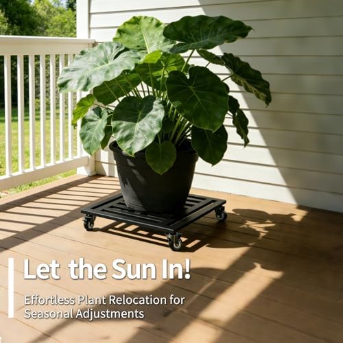Plant Caddy with Wheels, 20'' Heavy Duty Large Metal Rolling Plant Stand - Image 4