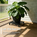 Plant Caddy with Wheels, 20'' Heavy Duty Large Metal Rolling Plant Stand - Image 4