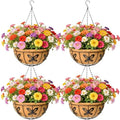 EIMQUVW Outdoor Metal Hanging Planters Basket (4pack, 14 inch) Hanging Baskets for Plants Chain Round Wire Plant Holder with Coco Fiber Liners for Garden, Patio, Deck, Porch(Butterfly) by EIMQUVW