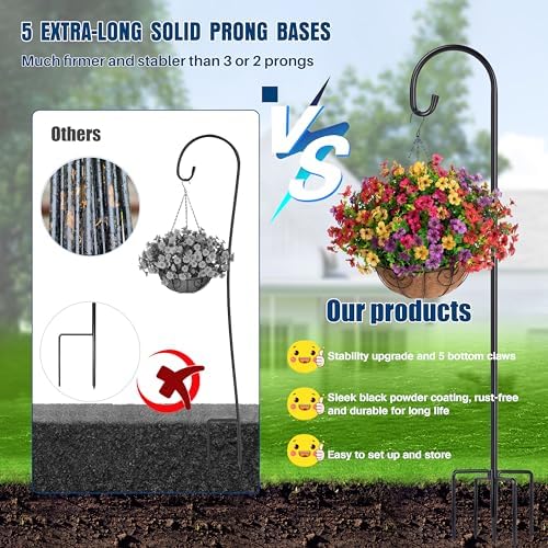 Ottsuls Shepherd-Hooks Adjustable for Bird-Feeder Lantern Plant-Hook Garden-Stake - Plant Stand Hanger for Outdoor Flower Basket, Bird Feeder Hanger Weddings Décor - Image 6