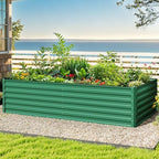 DWVO 2pcs 8 x 4 x 2 FT Raised Garden Bed Kit, Outdoor Galvanized Flower Bed with Safety Rubber and Gloves, Large Metal Planter Box for Vegetables, Flowers, Herbs, Fruits, Green - Image 6