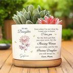 to My Daughter Flower Personalized Ceramic Plant Pot, Gift for Daughter Even When I Am Not Close By Custom Name Succulent Planter Birthday Graduation Present for Girls Room Decor - Image 4