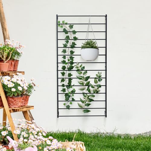 MyGift Matte Black Metal Garden Trellis Wall Mounted Plant Support - Image 3