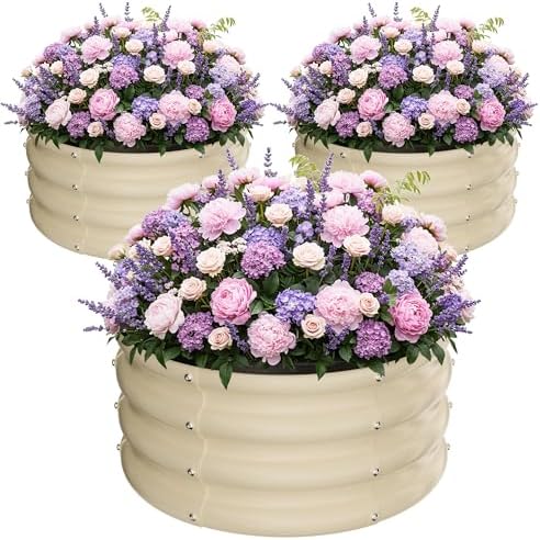 ZXZYHFTY Round Raised Garden Bed, 3 Pack Galvanized Steel, 2x2x1 Ft by ZXZYHFTY