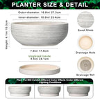 10 Inch Ceramic Bonsai Tree Pots with Saucer, Brushed Grey - Image 2