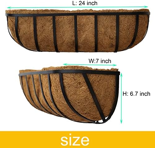 2 Packs Planter Box for Deck Railing 24" Black Metal Hanging Planter - Image 2