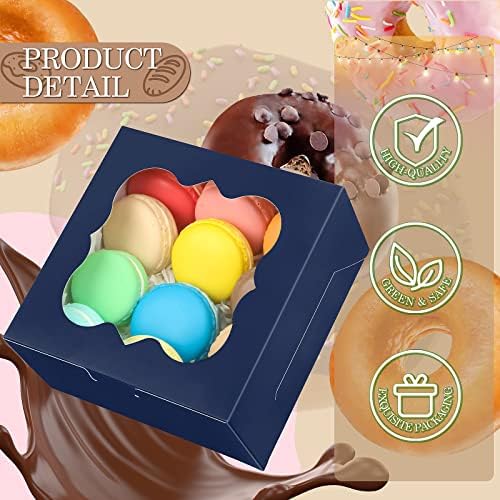 KPOSIYA 65PCS Bakery Boxes with Window 6x6x3 Inches 5 Style Cookie Boxes Small Pastry Boxes for Candy, Dessert, Pastry, Donuts, Birthday Party, Wedding(Blue) - Image 3