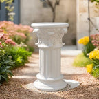 White Roman Column Pedestal Stand - Decorative Pillar Pedestal for Plant Display and Home Decoration, Resin, 16" Tall - Image 2