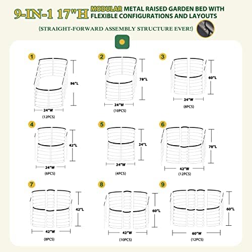 MUPATER 8ftx2ftx1.4ft Raised Garden Bed Outdoor for Vegetables, 9-in-1 Galvanized Metal Planter Box, 17''H Modular Garden Bed Kit Oval for Herbs and Flowers, Grey - Image 4
