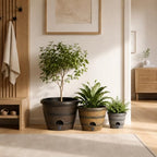 3 Pack Self Watering Pots for Indoor Outdoor Plants,Orchid Pot,Whiskey Barrel-Style Round Resin Planter with Water Level Indicator Reservoir,Drainage Hole,Decorative Flower Pots(10/8/6 Inch) - Image 2