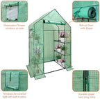 Heyfurni Walk in Greenhouse with Shelves,Walk-in Plant Green House with Durable Green PE Cover, 3 Tiers 6 Shelves Stands with Ground Pegs & Ropes for Stability, 56"x28"x76" - Image 4