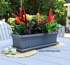The HC Companies 30 Inch Venetian Rectangular Window Planter Box - Lightweight Plastic Indoor Outdoor Plant Pot with Drainage for Windowsill, Herbs, Flowers, Warm Gray (Pack of 5) - Image 2