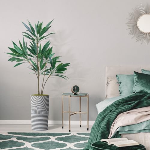 SIGNWIN Artificial Tree in Modern Geometric Pattern Planter, Fake Dracaena Tree Silk Tree for Indoor and Outdoor Home Decoration - 66" Overall Tall (Plant Pot Plus Tree) - Image 5