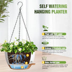 10 Inch Self-Watering Hanging Planters Set of 3 with Saucers - Image 6