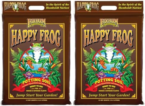 FoxFarm Happy Frog Potting Soil - Ready-to-Use Amended Container Blend with Soil Microbes, Earthworm Castings, Bat Guano, and Aged Forest Products for Indoor & Outdoor Plants - 12 Quart (2 Pack) by FoxFarm