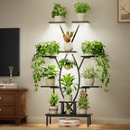 JUSTOGO Plant Stand Indoor with Grow Lights - 9 Tiered Tall Plant Shelf - Image 2