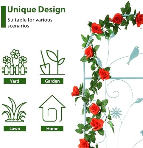 2 Pack 86.5" x 19.7" Metal Garden Trellis for Climbing Plants, Green - Image 4