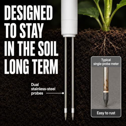 Leave in Soil Moisture Meter, Long Term in Soil Monitoring, Soil Temperature, Sunlight Level Indicator (Full Sun/Partial Sun/Partial Shade/Shade), Indoor Outdoor Garden - Image 3