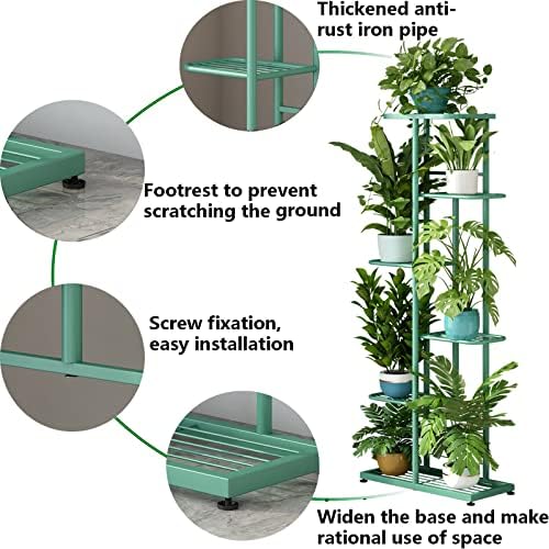 LINZINAR 6 Tier Plant Stand Indoor Outdoor Metal Flower Pot Display Shelf - Image 5