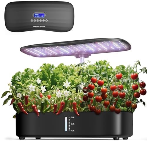 NEEWER Basics Hydroponics Growing System Kit with LED Plant Light/3 Growing Modes/12 Pods/Timer/LCD/Smart Quiet Pump, Touch Light Planter for Herb Garden Vegetables Flowers Indoor Gardening, HGS01 by Neewer