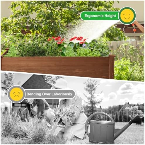LZRS Wooden Raised Garden Beds, Raised Garden Bed Outdoor Planter Box with Legs for Herbs, Vegetables, Flowers, Great for Outdoor Patio, Yard and Deck, 220lb Capacity, Brown - Image 4