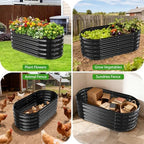 YSEJOMP 17" Tall Oval-Shaped/Elliptic Metal Raised Garden Bed Outdoor Black - Image 7