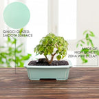 Set of 2 Zisha White Clay Bonsai Pot Glazed Shallow Succulent Planter Light Green - Image 4