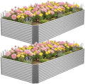 Galvanized Steel Raised Garden Bed, Extra Large Outdoor Planter Box for Vegetables & Herbs, Rust-Resistant and Easy to Clean DIY Garden Box (2, 8×4×1.4ft) by Annzoe