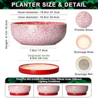 Bonsai Pots 10 Inch, Ceramic Succulent Planters, Texture Red - Image 2