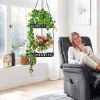 2 Tier Hanging Planters for Indoor Outdoor Plants, Metal Plant Hanger,2pack - Image 2