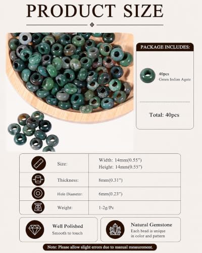 TUMBEELLUWA 40pcs Crystal Stone Large Hole Beads for Jewelry Making 8x14mm - Image 2