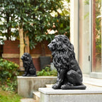 20.5" Black Lion Statue Outdoor, Resin Guardian Lion Sculpture with Weather-Resistant Finish, Decorative Animal Figurine for Garden, Patio, Entryway & Home Decor - Image 4
