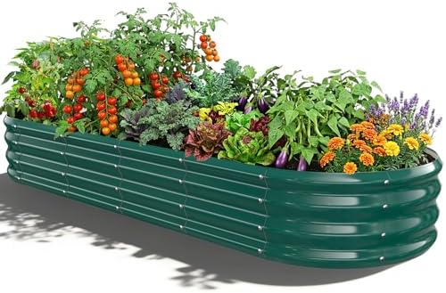 Green Oval Raised Garden Bed / Galvanized Steel Planter Box,72X24X12 inches by Unknown