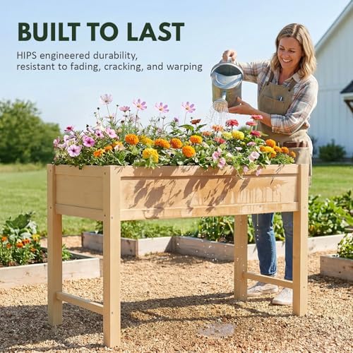 PASAMIC Raised Garden Bed with Legs, 48" HIPS Sturdy Elevated Planter Box - Image 2