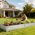 NEWBULIG Galvanized Raised Garden Bed with Cover, 8x4x1ft, Clear - Image 6