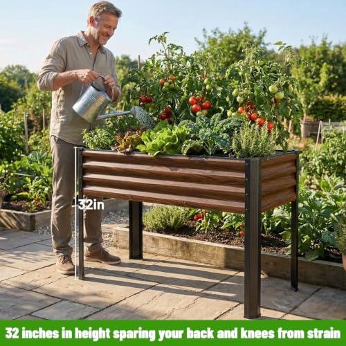 SnugNiture Raised Garden Bed with Legs, 48×18×32in, 2 Pack, Brown - Image 4