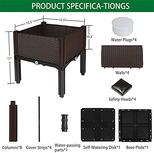 1 Set Plastic Raised Garden Bed, Vegetables Plant Raised Bed Kits Elevated Planting Container with Legs for Indoor & Outdoor Use, Brown - Image 2