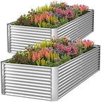 2 Pack Tall Corrugated Galvanized Steel Raised Garden Bed Outdoor, Metal Above Ground Garden Bed for Vegetables and Flowers, Rectangle Raised Beds for Gardening-6x3FT by CATMANOR