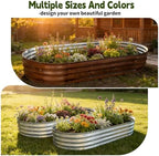 Galvanized Raised Garden Bed Outdoor, Large Raised Bed for Gardening, 6x3x1ft Oval Metal Planter Box for Vegetables, Fruits, Flowers, Dark Brown Wood Grain - Image 7