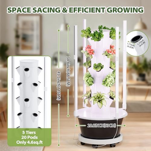SPECILITE Hydroponics Growing System Kit with Grow Light, 5 Tiers 20 Pods - Image 4