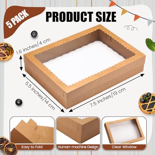 Sinload 10 Pcs 19x14x4 Inch Half Sheet Cake Boxes 5pcs Large Rectangle Bakery Boxes with 5pcs Cake Boards for Pastry Baking, Cupcakes, Donuts, Cookies, Pie Treat Packaging (Brown) - Image 2