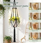 Huquary 3 Pack Macrame Hanging Plant Hanger with Grow Light,Black - Image 5